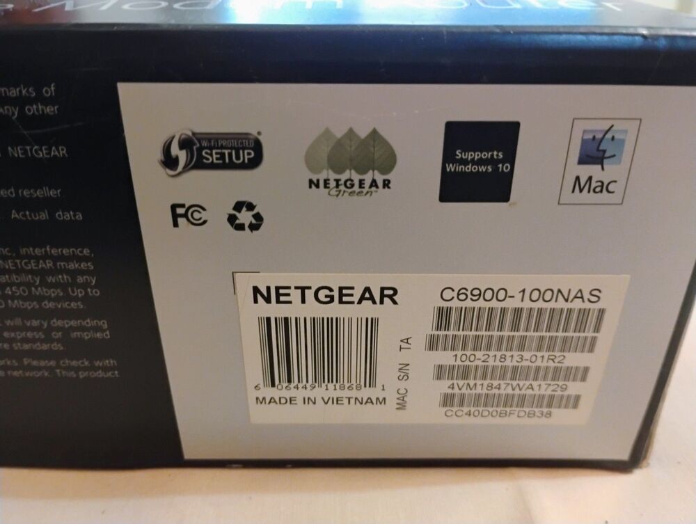NETGEAR Nighthawk AC1900 WiFi Cable Modem Router C6900 - Picture 2 of 7
